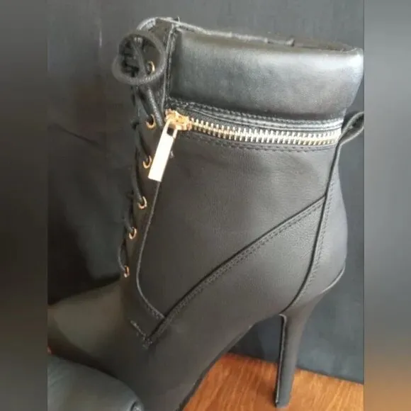 Black Heeled Boots with non slip traction size 8