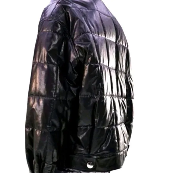 Black Puff Leather Coat