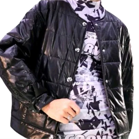 Black Puff Leather Coat