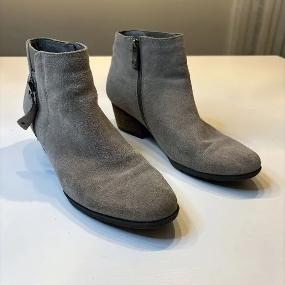Blondo Women's‎ Grey Suede Leather Waterproof 2&quot; Block Heel Booties US Size 9 M