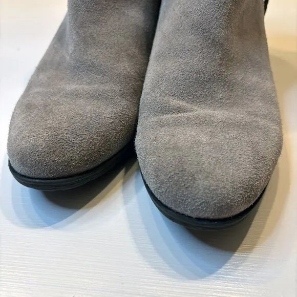 Blondo Women's‎ Grey Suede Leather Waterproof 2&quot; Block Heel Booties US Size 9 M