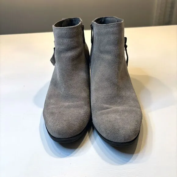 Blondo Women's‎ Grey Suede Leather Waterproof 2&quot; Block Heel Booties US Size 9 M