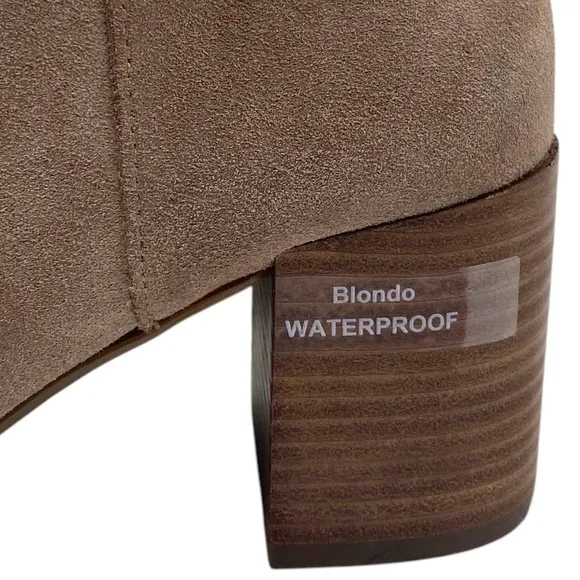 Blondo Womens Shoes Tasel Boots 9.5 Tan Ankle Suede Stacked Heel Waterproof