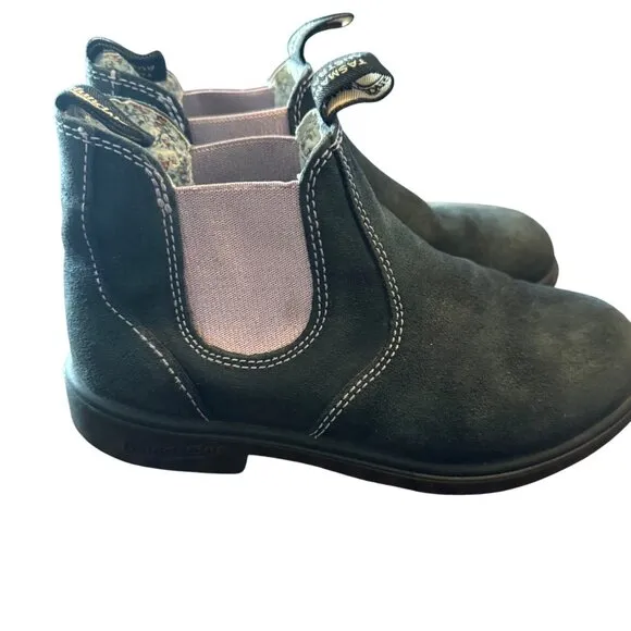 Blundstone Big Kids SIZE AU 3/US 4 Black Suede Chelsea Boots With Lilac Elastic