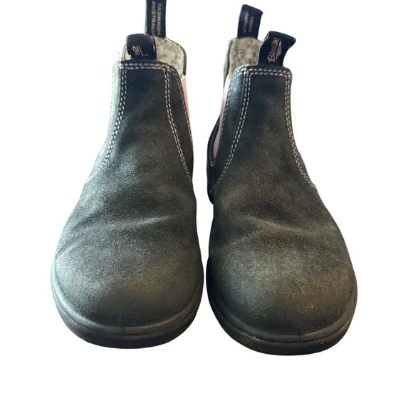 Blundstone Big Kids SIZE AU 3/US 4 Black Suede Chelsea Boots With Lilac Elastic