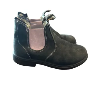 Blundstone Big Kids SIZE AU 3/US 4 Black Suede Chelsea Boots With Lilac Elastic
