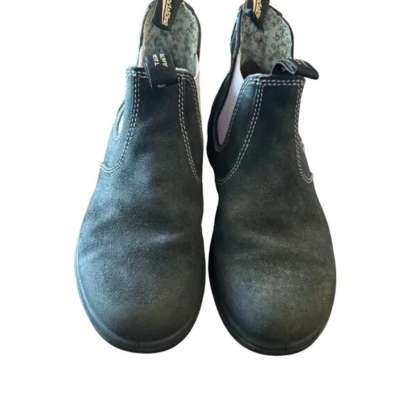 Blundstone Big Kids SIZE AU 3/US 4 Black Suede Chelsea Boots With Lilac Elastic