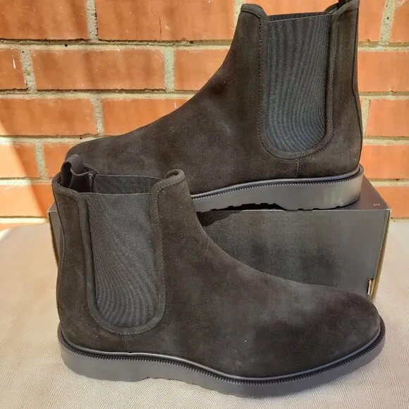 BNWT ZARA suede leather slip-on ankle boots in classic black (43 - US 10)