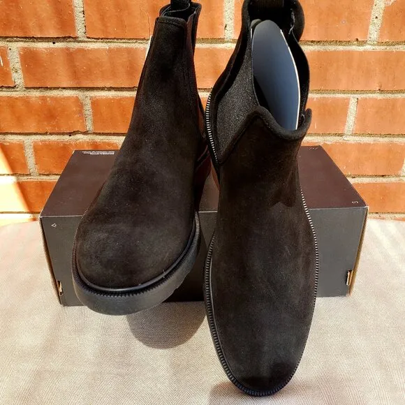 BNWT ZARA suede leather slip-on ankle boots in classic black (43 - US 10)