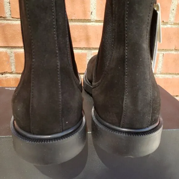 BNWT ZARA suede leather slip-on ankle boots in classic black (43 - US 10)