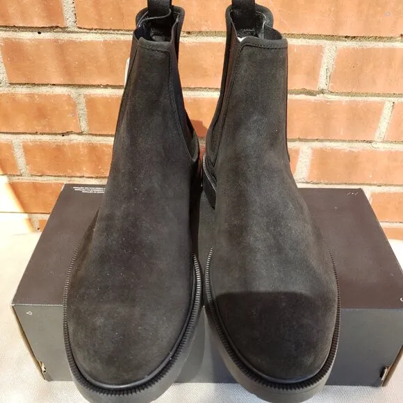BNWT ZARA suede leather slip-on ankle boots in classic black (43 - US 10)