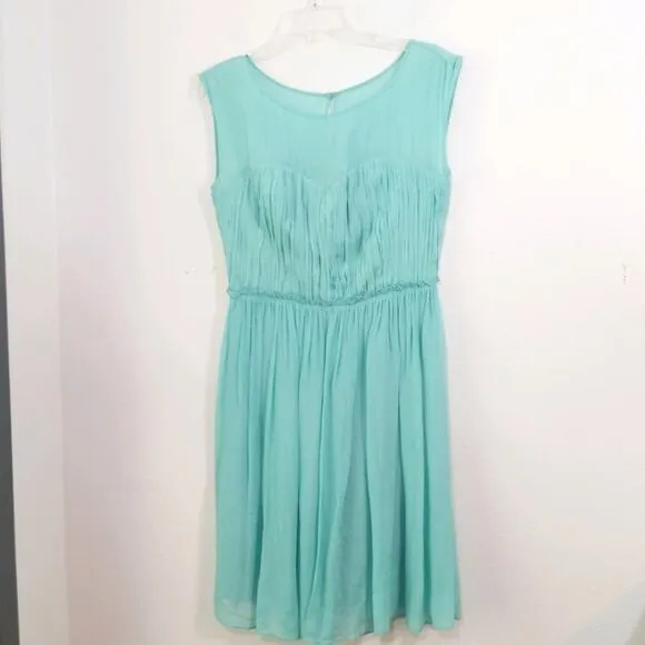 Boden aqua flowy ruched romantic sweetheart dress