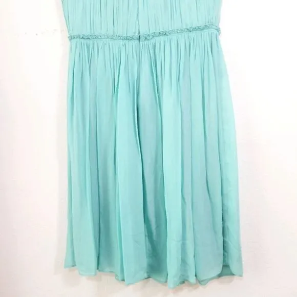 Boden aqua flowy ruched romantic sweetheart dress