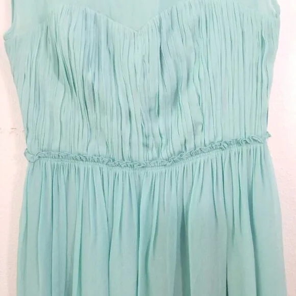 Boden aqua flowy ruched romantic sweetheart dress
