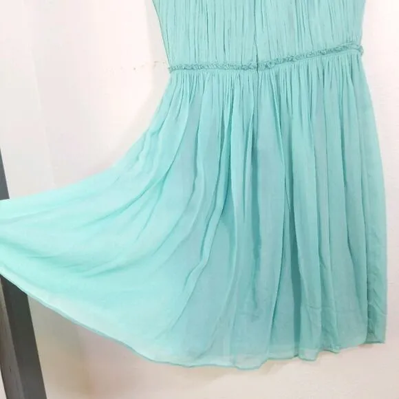 Boden aqua flowy ruched romantic sweetheart dress