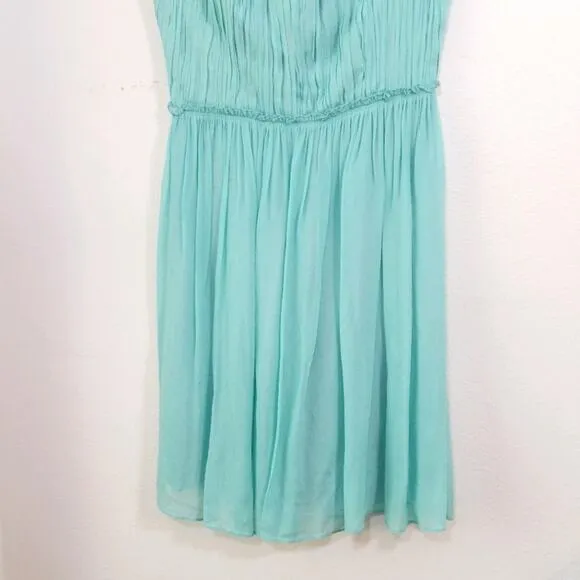 Boden aqua flowy ruched romantic sweetheart dress