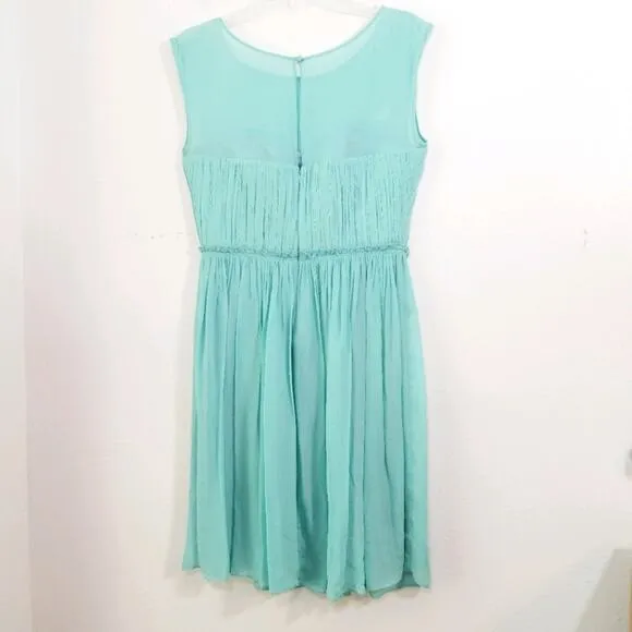 Boden aqua flowy ruched romantic sweetheart dress