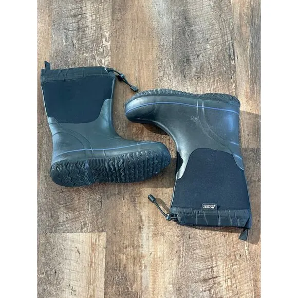 BOG Black Boots CLCS Snow Cuff youth 4 rubber  and nylon Vegan