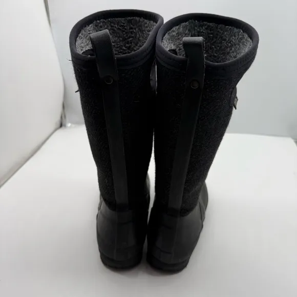 Bogs Crandall Wool Womens 8 Tall Winter Boots Shoes Black Muck Rain Knee High