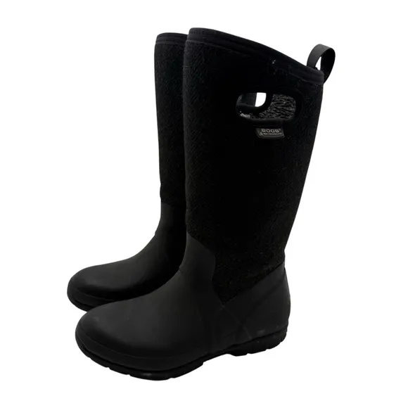 Bogs Crandall Wool Womens 8 Tall Winter Boots Shoes Black Muck Rain Knee High