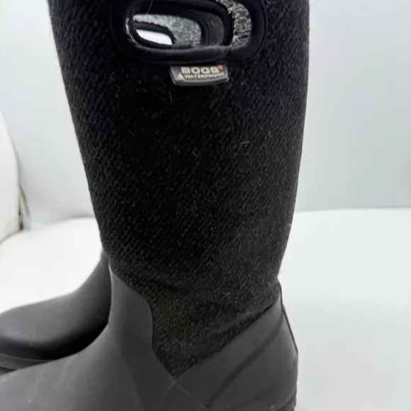 Bogs Crandall Wool Womens 8 Tall Winter Boots Shoes Black Muck Rain Knee High