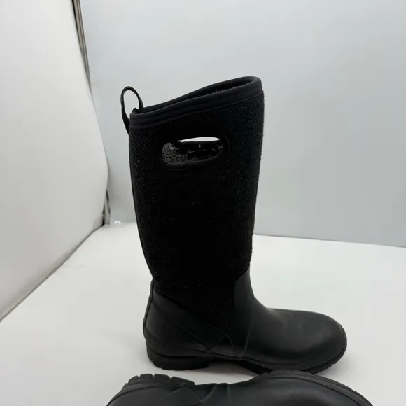 Bogs Crandall Wool Womens 8 Tall Winter Boots Shoes Black Muck Rain Knee High