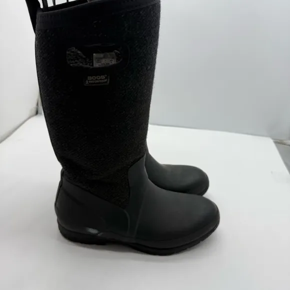 Bogs Crandall Wool Womens 8 Tall Winter Boots Shoes Black Muck Rain Knee High
