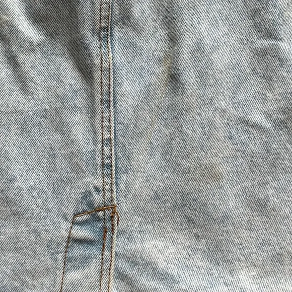 Bongo Light Wash Blue Denim Mini Skirt with Retro Patches Size 26/27