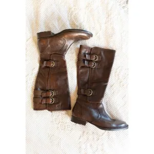 Born Attila Boots Women 7M Leather Brown Riding Boots Military Grunge Preppy