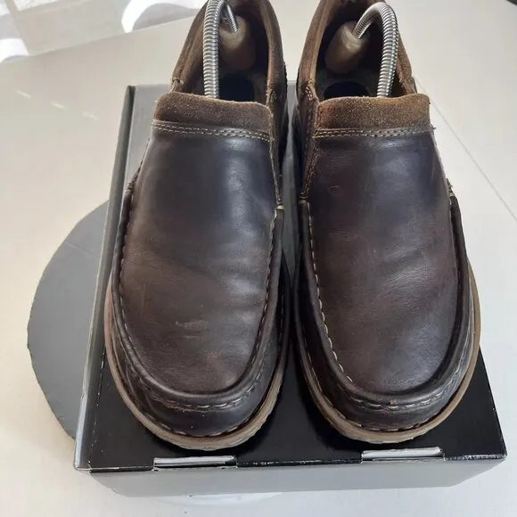 Born Gudmund Mens Size 9.5 Loafers Dark Brown Leather Moc Toe Shoes Slip On GUC!