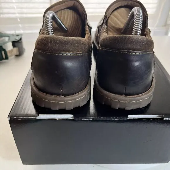Born Gudmund Mens Size 9.5 Loafers Dark Brown Leather Moc Toe Shoes Slip On GUC!