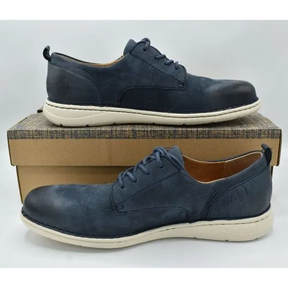 Born Mens Size 10 Todd Navy Blue Nubuck Plain Toe Derby Casual Shoes
