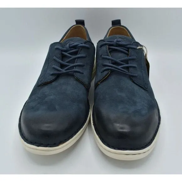 Born Mens Size 10 Todd Navy Blue Nubuck Plain Toe Derby Casual Shoes