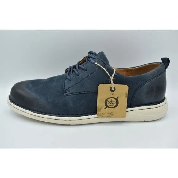 Born Mens Size 10 Todd Navy Blue Nubuck Plain Toe Derby Casual Shoes