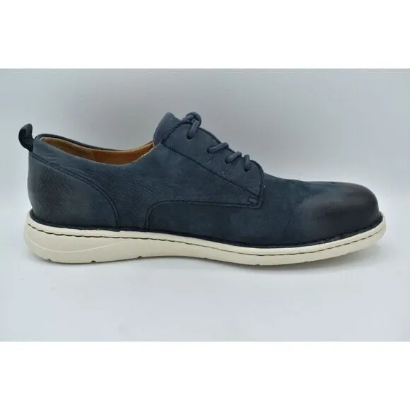 Born Mens Size 10 Todd Navy Blue Nubuck Plain Toe Derby Casual Shoes