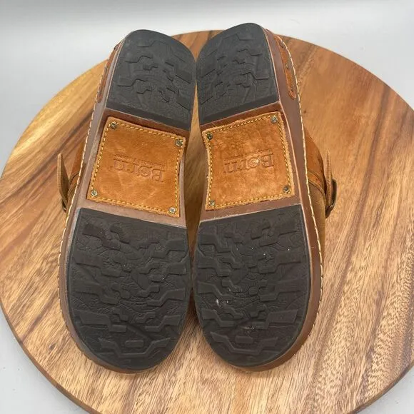 Born Mules Womens Size 9 M Brown Suede Leather Buckle Clogs Comfort