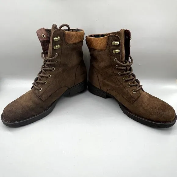 Born Pike Lace Up Hiking Boots Men's Size 8.5 M Brown Suede Hight Top Lace Shoes