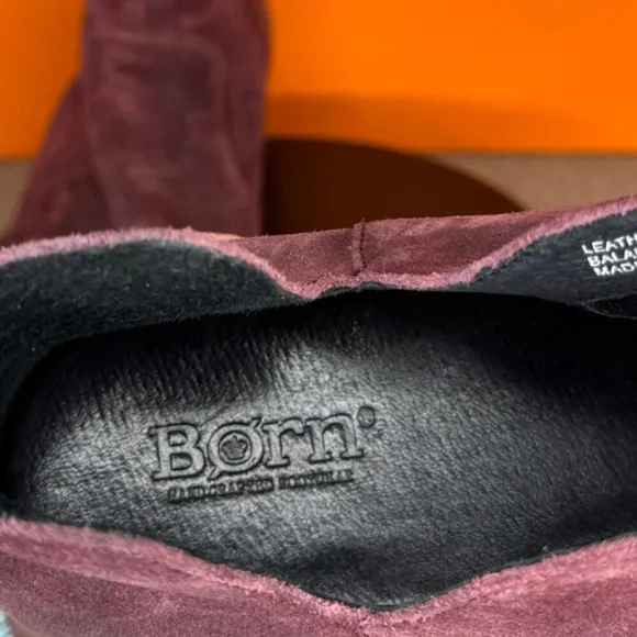 Born Purple Wine Leather Distressed Bootie Size 9 M