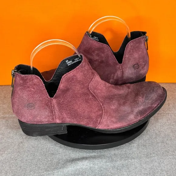 Born Purple Wine Leather Distressed Bootie Size 9 M
