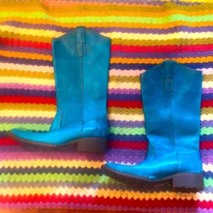 Born Turquoise Leather Cowboy Boots
