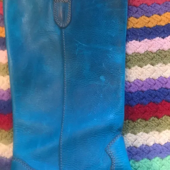 Born Turquoise Leather Cowboy Boots