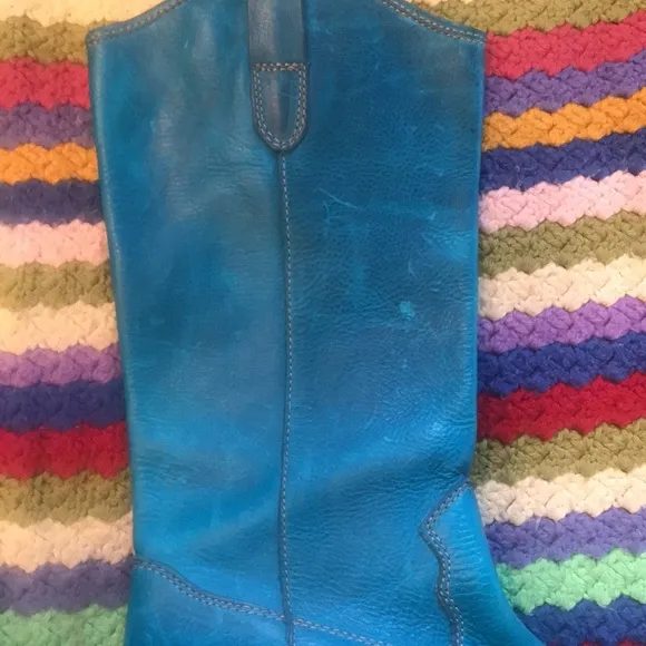 Born Turquoise Leather Cowboy Boots