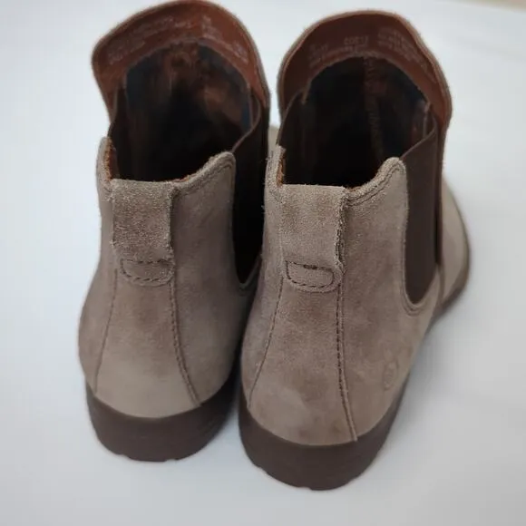 Born Women's Shoes Brown Pull On Ankle Bootie Taupe Suede Chelsea Boot 7M NWOT