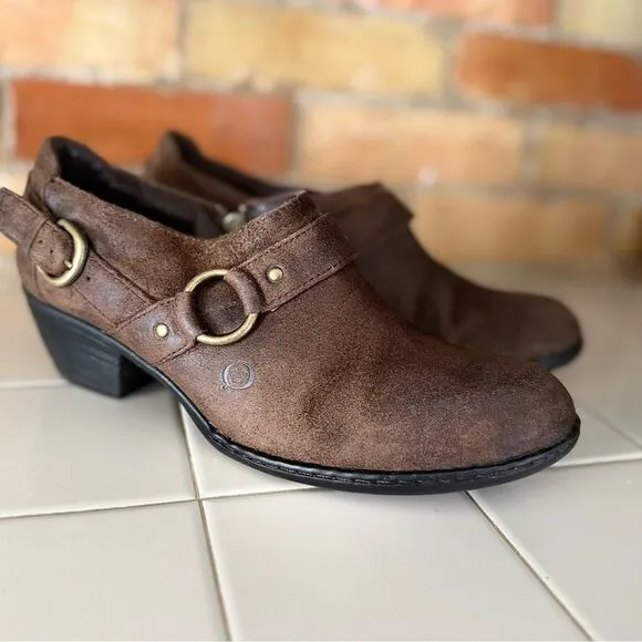 Born Zowy Tobacco Suede Ankle Booties Boots Shoes Heeled Women's size 9.5