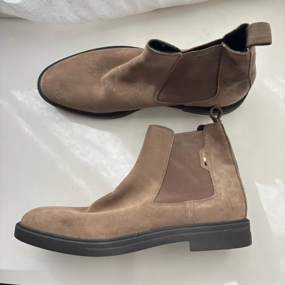 Boss Hugo Boss Men's Calev Pull On Chelsea Boots In Medium Beige Sz 45/US 12