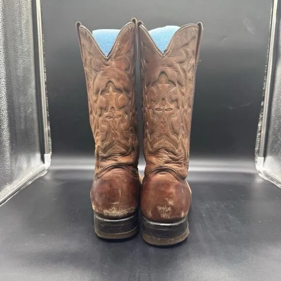 Botas Jaca Brown Leather Boots Western Cowboy  Size 28.5 EE Rugged Sole GUC