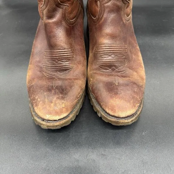 Botas Jaca Brown Leather Boots Western Cowboy  Size 28.5 EE Rugged Sole GUC