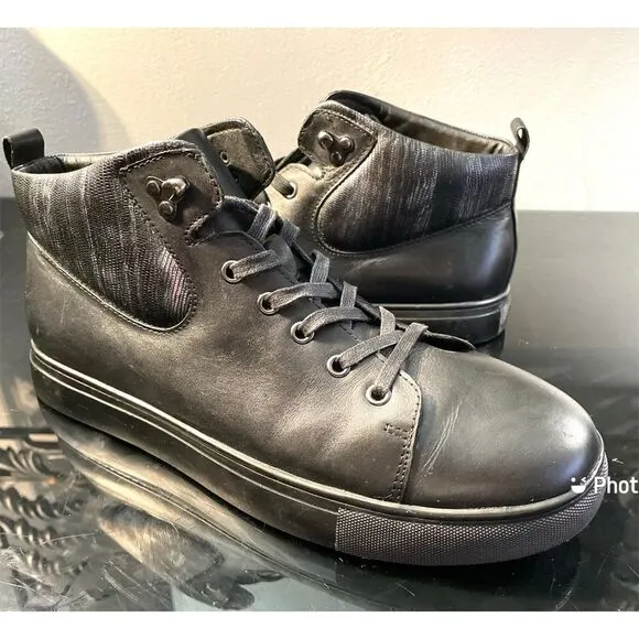 Bradley Mischka 100% Leather Mid Boots Men’s Shoes Size 10 Medium.  Front Laces