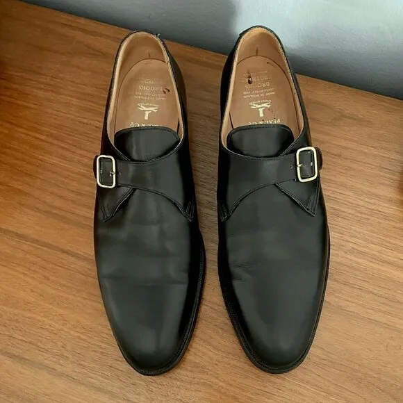 Brooks Brothers Peal Co Monk Strap Dress Shoes Black Leather Mens Size US 11.5 B