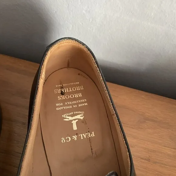 Brooks Brothers Peal Co Monk Strap Dress Shoes Black Leather Mens Size US 11.5 B